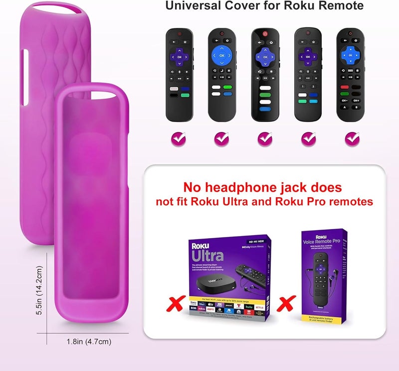ENJOYLink 2 Pack for Roku Remote Cover,Silicone Controller Case Green and Purple - Image 4